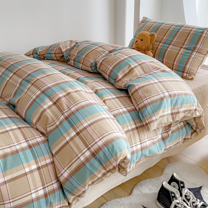 91家纺网 家纺一手货源 找家纺 久典家居 2024新款A类全棉学生款三件套 昭华咖