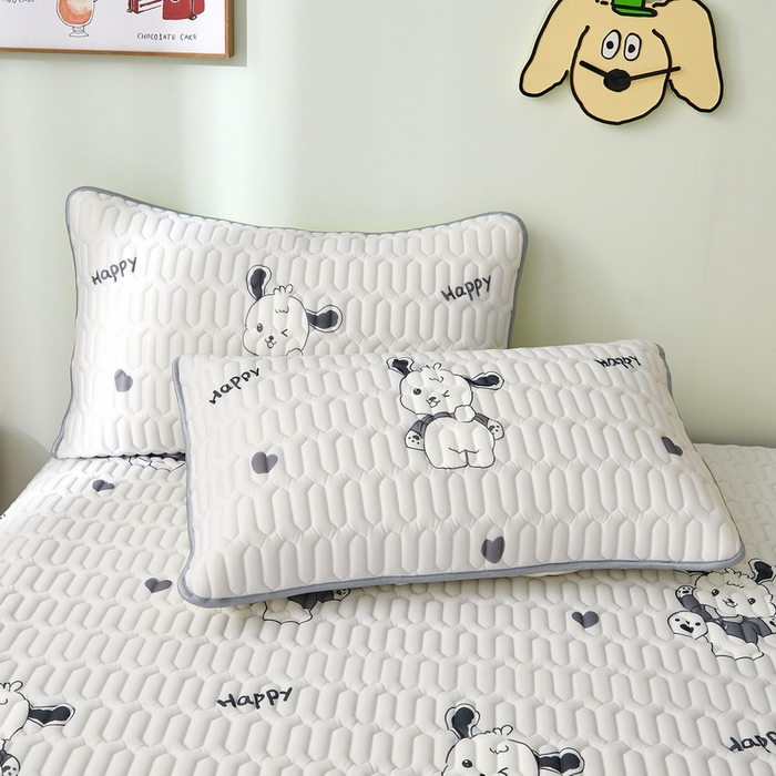 91家纺网 家纺一手货源 找家纺 LIFE.丽芙 2024年新品0.4乳胶凉席加厚床笠款三件套+凉感丝夏被可组合四件套-图片一 爱心狗