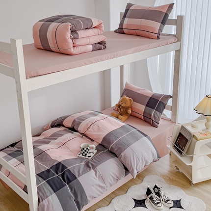 久典家居 2024新款A类全棉学生款三件套 都市风尚粉