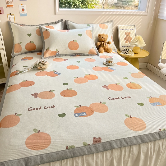 91家纺网 家纺一手货源 找家纺 懒猫家纺 2024新款250D数码印花宽边圆网冰丝席 大吉大利