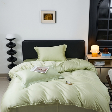 91家纺网 家纺一手货源 找家纺 顾家家居  2025新款纯色兰精天丝四件套 青柠绿