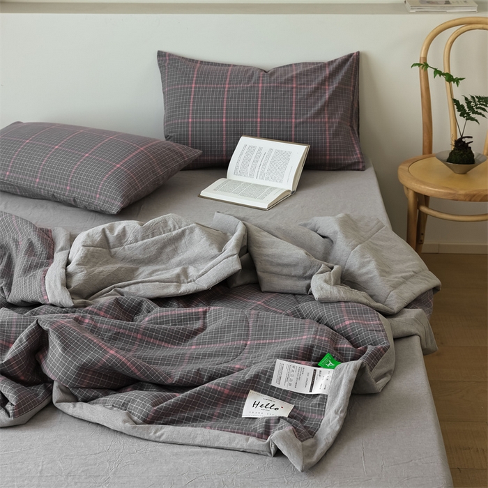 91家纺网 家纺一手货源 找家纺 【直播爆款】24新品A类抗菌全棉色织水洗棉夏被四件套夏凉被空调被-广岛-灰