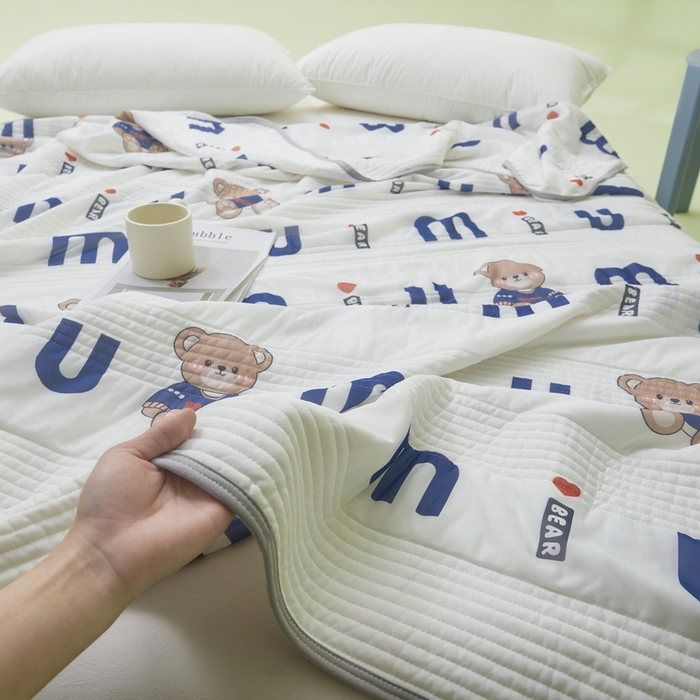 91家纺网 家纺一手货源 找家纺 LIFE.丽芙 2024年新品韩式风凉感丝夏被-跑量 妙妙熊