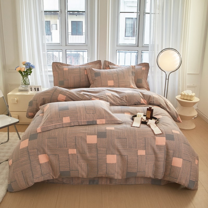 91家纺网 家纺一手货源 找家纺 金纱玉纺家纺 2024新款加厚AB版四件套奥莱-灰