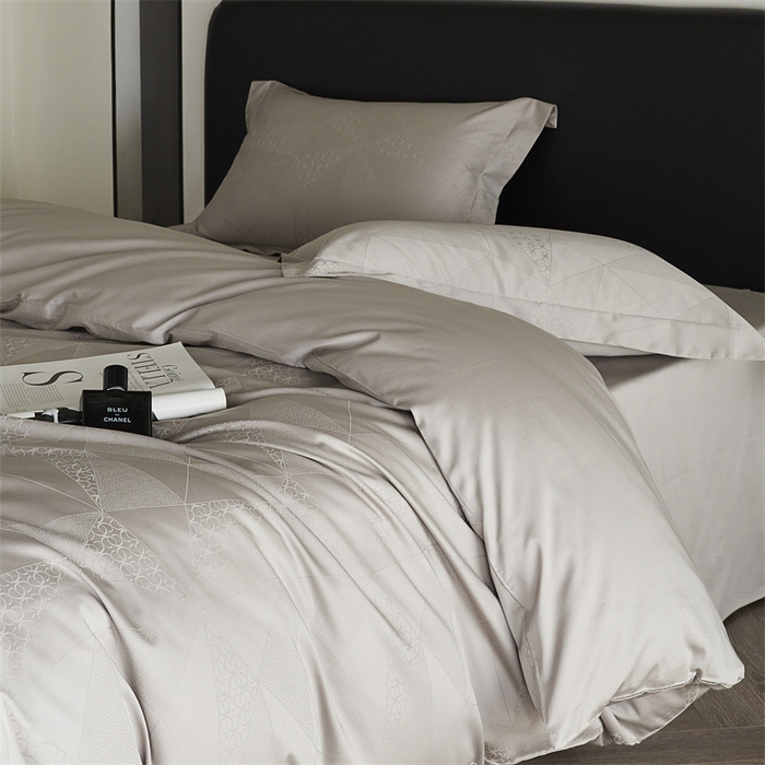 91家纺网 家纺一手货源 找家纺 梦享生活家居 2024新款100支贡缎提花四件套 格林-米杏