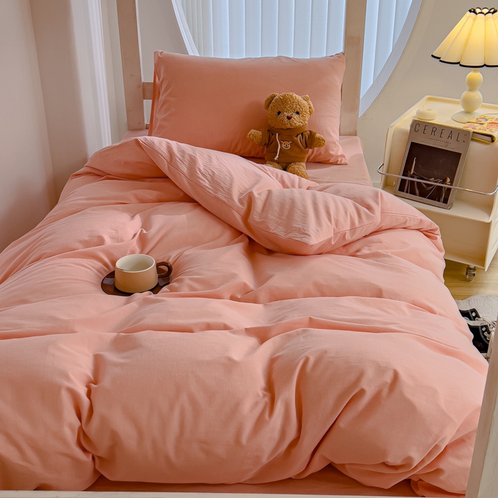 91家纺网 家纺一手货源 找家纺 久典家居 2024新款A类全棉学生款三件套 浅粉