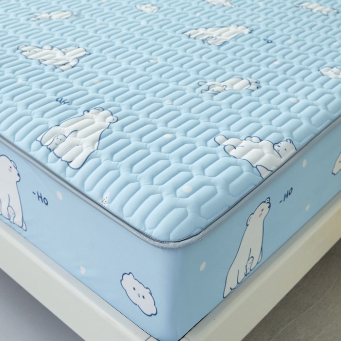 91家纺网 家纺一手货源 找家纺 LIFE.丽芙 2024年新品0.4乳胶凉席加厚床笠款三件套图片一 北极熊-蓝