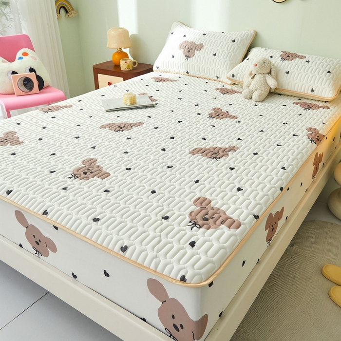 91家纺网 家纺一手货源 找家纺 LIFE.丽芙 2024年新品0.4乳胶凉席加厚床笠款三件套+凉感丝夏被可组合四件套-图片一 呆呆狗