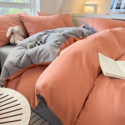 91家纺网 家纺一手货源 找家纺 （总）米粒  2024新款纯色简约双拼磨毛四件套