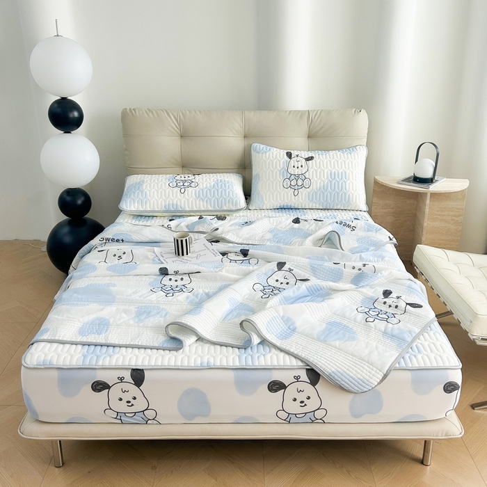 91家纺网 家纺一手货源 找家纺 2024年新品0.4乳胶凉席加厚床笠款三件套+凉感丝夏被可组合四件套-图片二 皮皮狗