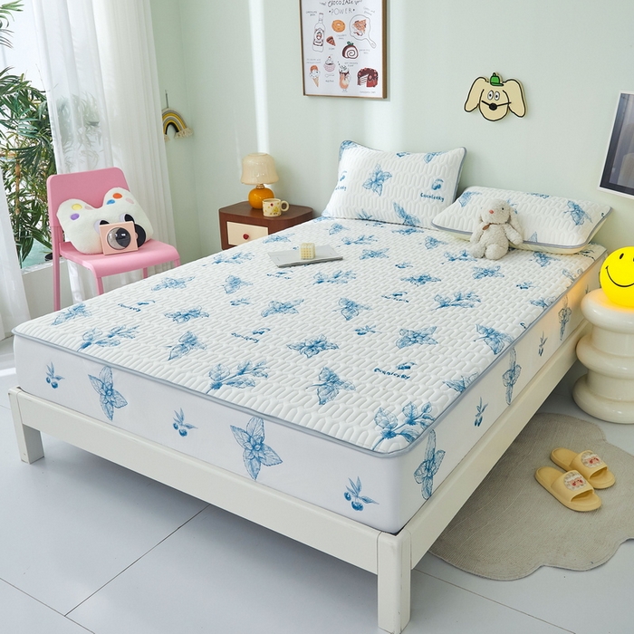 91家纺网 家纺一手货源 找家纺 LIFE.丽芙 2024年新品0.4乳胶凉席加厚床笠款三件套图片一 花涧