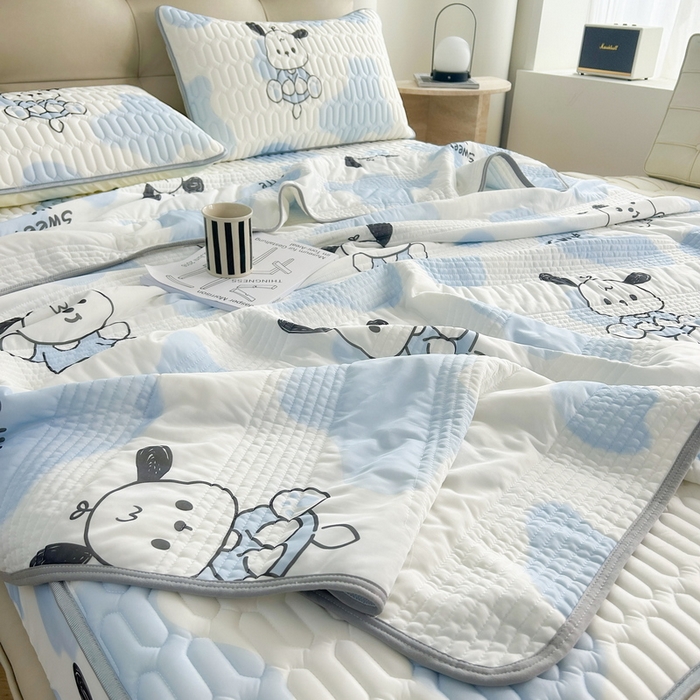 91家纺网 家纺一手货源 找家纺 2024年新品0.4乳胶凉席加厚床笠款三件套+凉感丝夏被可组合四件套-图片二 皮皮狗