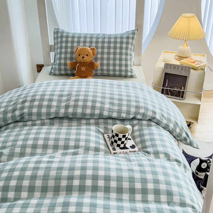 91家纺网 家纺一手货源 找家纺 久典家居 2024新款A类全棉学生款三件套 清雅绿