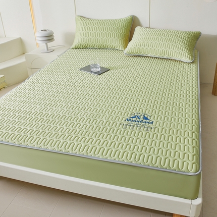 LIFE.丽芙 2024新款乳胶凉席素色-富士山烫画床笠款 豆绿