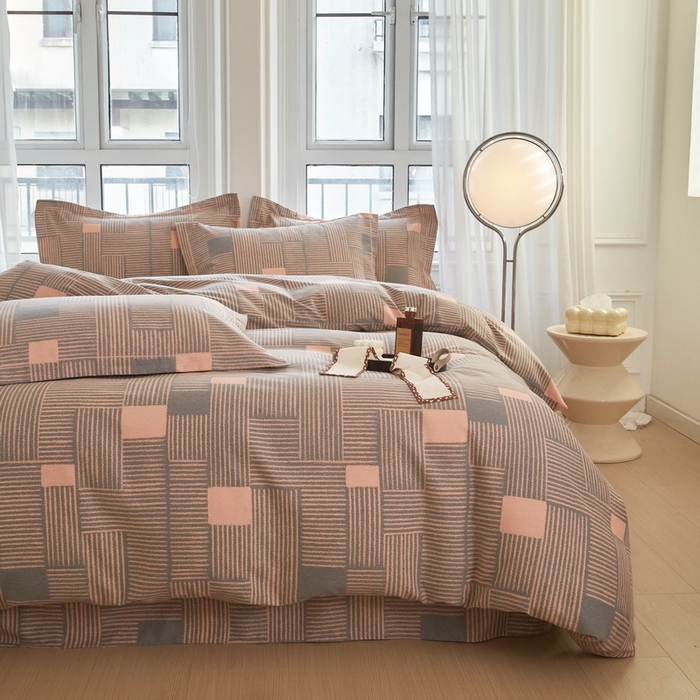 91家纺网 家纺一手货源 找家纺 金纱玉纺家纺 2024新款加厚AB版四件套奥莱-灰