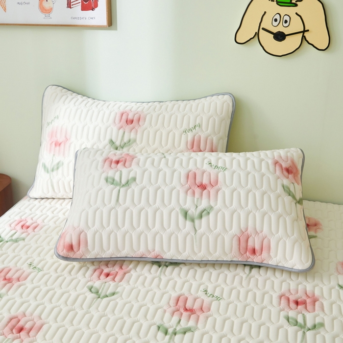 91家纺网 家纺一手货源 找家纺 LIFE.丽芙 2024年新品0.4乳胶凉席加厚床笠款三件套+凉感丝夏被可组合四件套-图片一 花语