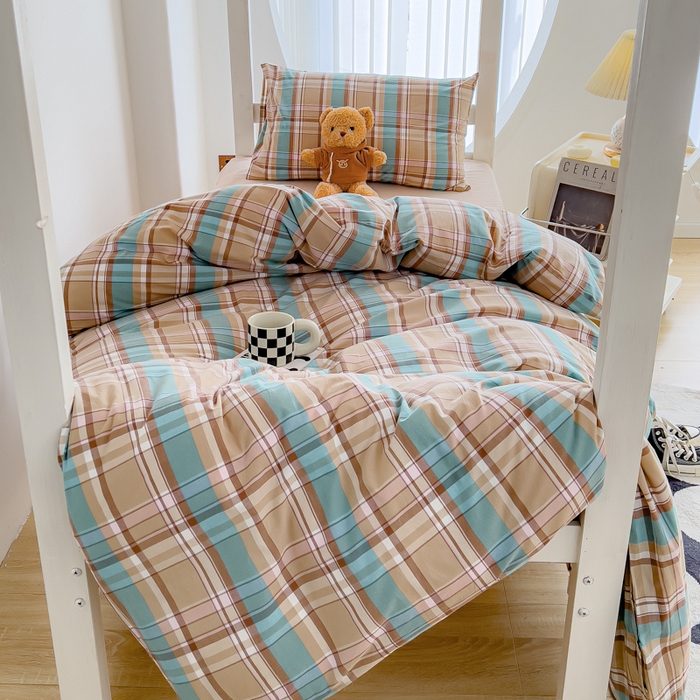 91家纺网 家纺一手货源 找家纺 久典家居 2024新款A类全棉学生款三件套 昭华咖