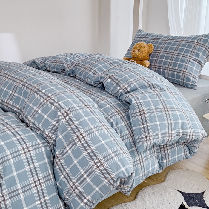 91家纺网 家纺一手货源 找家纺 久典家居 2024新款A类全棉学生款三件套 暖阳蓝