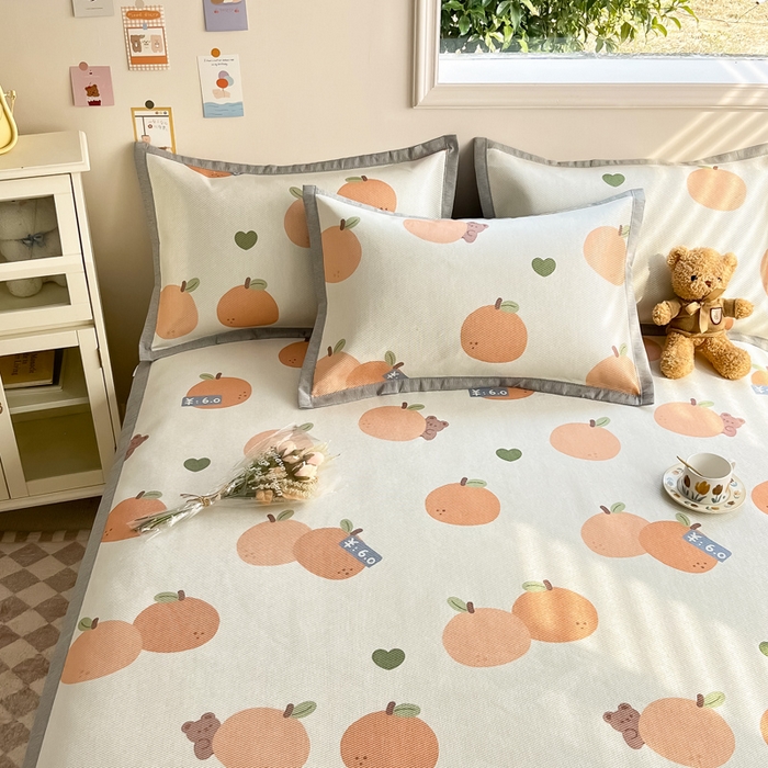 91家纺网 家纺一手货源 找家纺 懒猫家纺 2024新款250D数码印花宽边圆网冰丝席 大吉大利