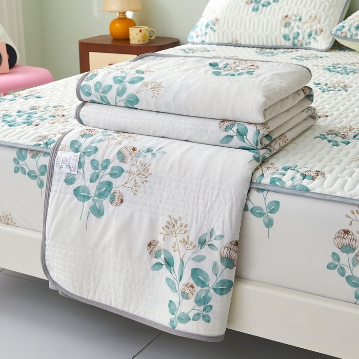 91家纺网 家纺一手货源 找家纺 LIFE.丽芙 2024年新品0.4乳胶凉席加厚床笠款三件套+凉感丝夏被可组合四件套-图片一 仲夏