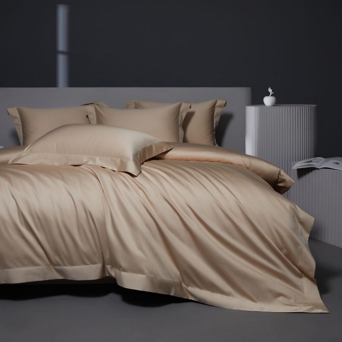 91家纺网 家纺一手货源 找家纺 2024新款定织新布种S120长绒棉四件套-黛西 卡其