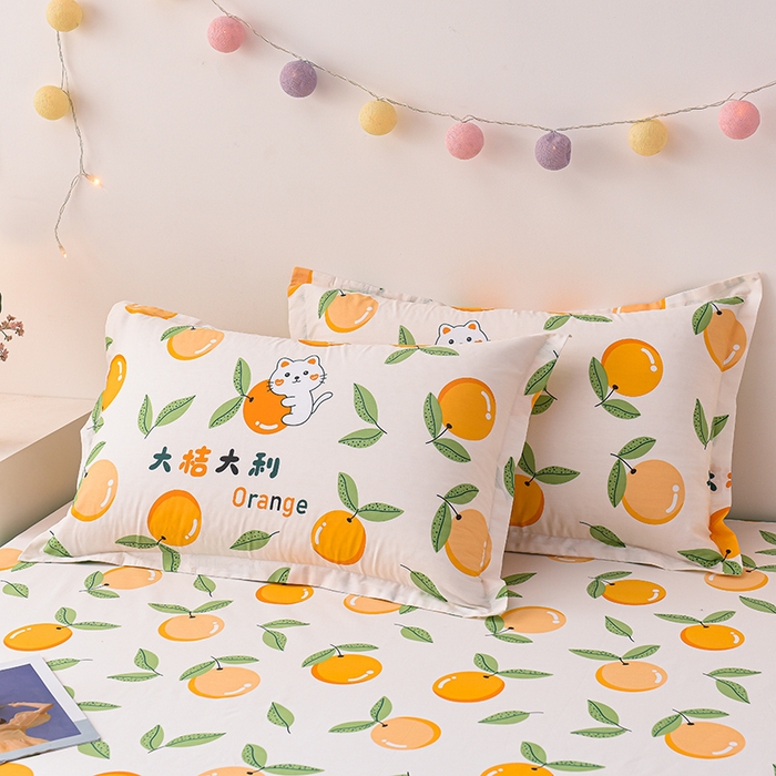 91家纺网 家纺一手货源 找家纺 床笠人家 2025新款全棉印花防水床笠防水隔尿透气-印花防水床笠 大桔大利