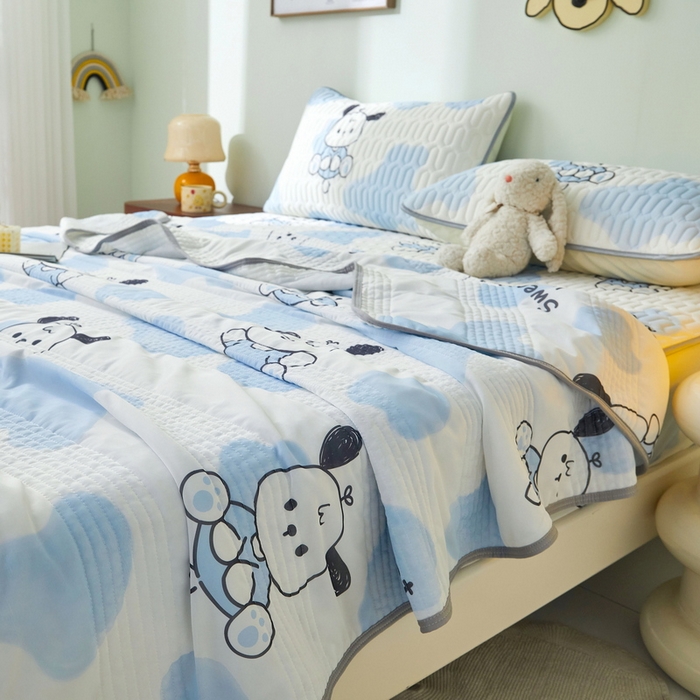 91家纺网 家纺一手货源 找家纺 LIFE.丽芙 2024年新品0.4乳胶凉席加厚床笠款三件套+凉感丝夏被可组合四件套-图片一 皮皮狗