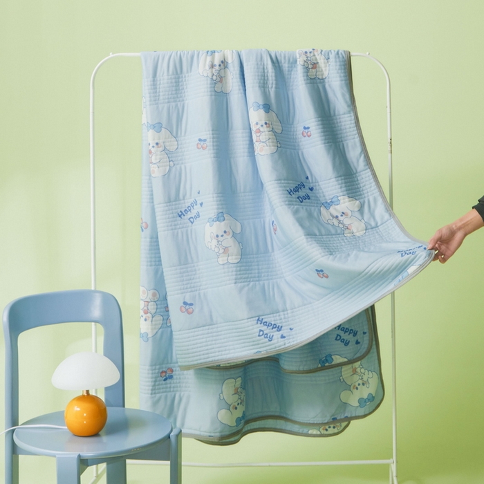 91家纺网 家纺一手货源 找家纺 LIFE.丽芙 2024年新品韩式风凉感丝夏被-跑量 快乐狗