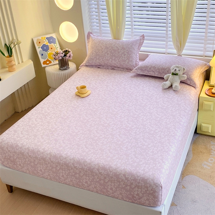 91家纺网 家纺一手货源 找家纺 宝齐莱家纺 2024新款13372全棉印花系列单品床笠 花影-粉