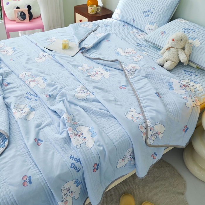 91家纺网 家纺一手货源 找家纺 LIFE.丽芙 2024年新品0.4乳胶凉席加厚床笠款三件套+凉感丝夏被可组合四件套-图片一 快乐狗