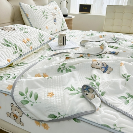 91家纺网 家纺一手货源 找家纺 （总）2024年新品0.4乳胶凉席加厚床笠款三件套+凉感丝夏被可组合四件套-图片二