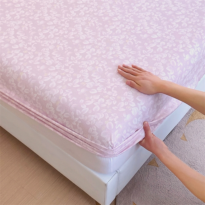 91家纺网 家纺一手货源 找家纺 宝齐莱家纺 2024新款13372全棉印花系列单品床笠 花影-粉