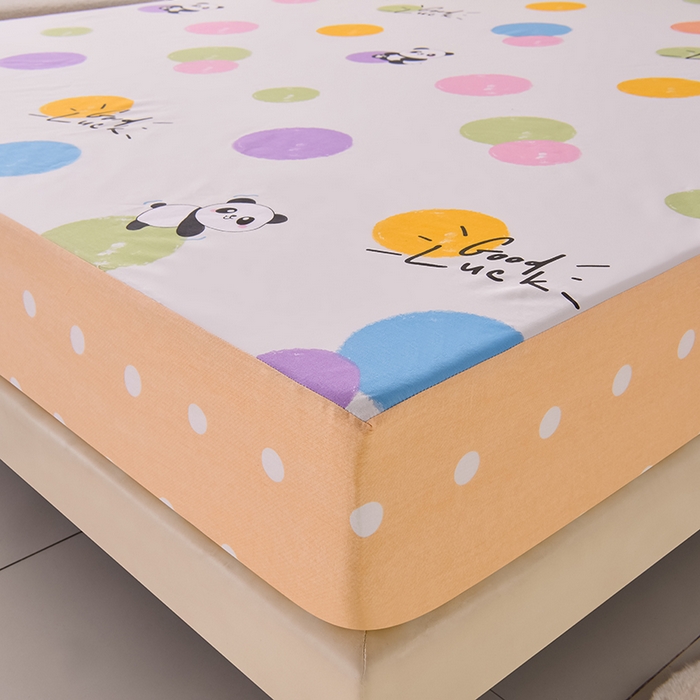 91家纺网 家纺一手货源 找家纺 床笠人家 2025新款全棉印花防水床笠防水隔尿透气印花防水床笠 波点熊猫