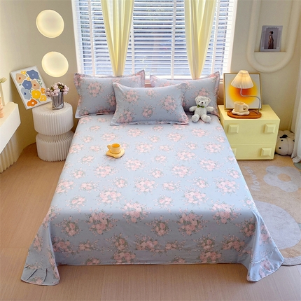 宝齐莱家纺 2024新款13372全棉印花四件套单品系列-床单 莫奈花园-兰