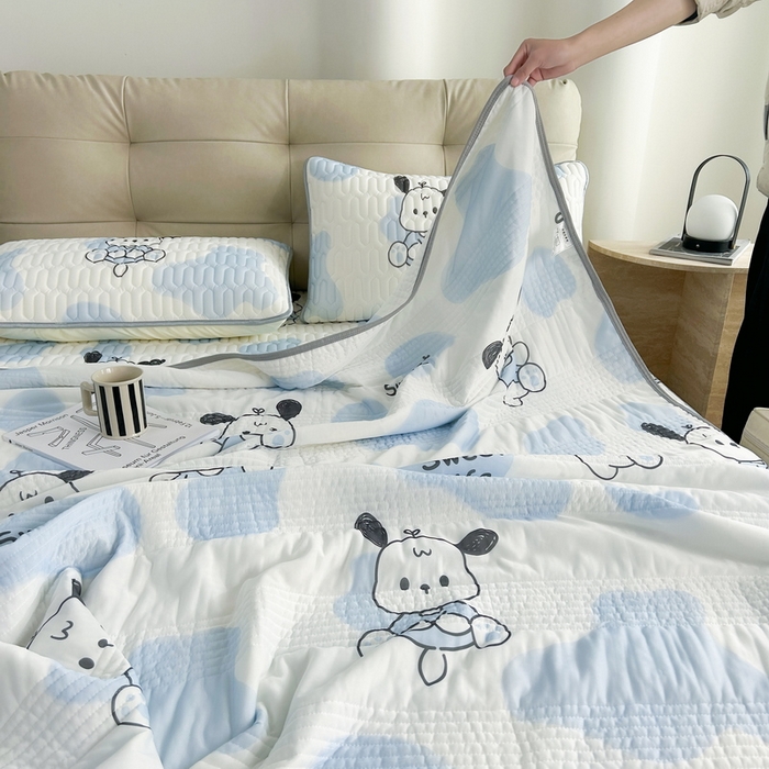 91家纺网 家纺一手货源 找家纺 2024年新品0.4乳胶凉席加厚床笠款三件套+凉感丝夏被可组合四件套-图片二 皮皮狗