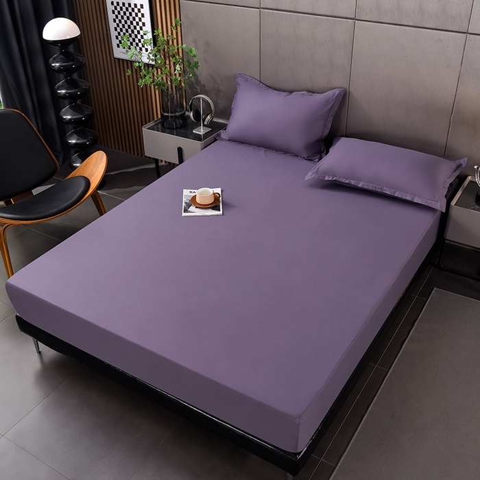 91家纺网 家纺一手货源 找家纺 床笠人家 2025新款全棉纯色防水床笠防水隔尿透气-纯色防水床笠 紫色