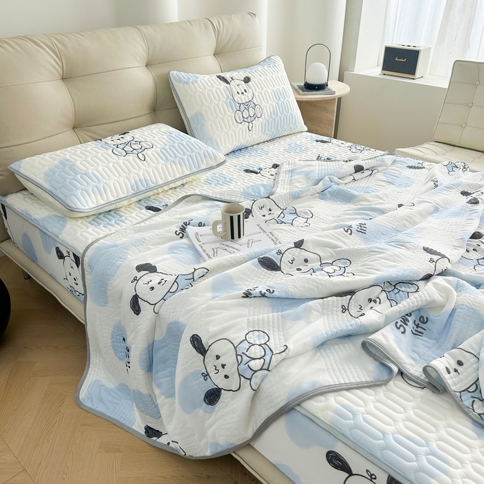 91家纺网 家纺一手货源 找家纺 2024年新品0.4乳胶凉席加厚床笠款三件套+凉感丝夏被可组合四件套-图片二 皮皮狗