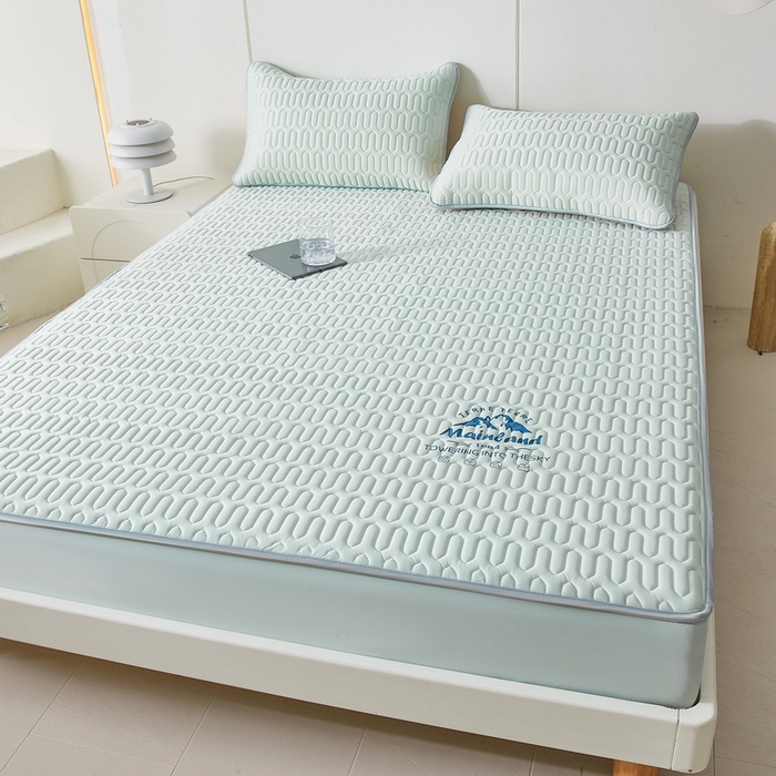 91家纺网 家纺一手货源 找家纺 LIFE.丽芙 2024新款乳胶凉席素色-富士山烫画床笠款 浅绿