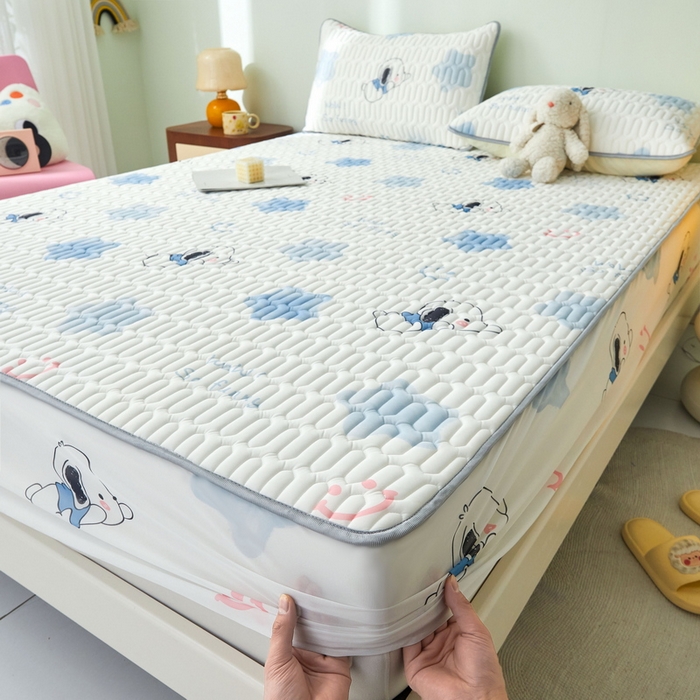 91家纺网 家纺一手货源 找家纺 LIFE.丽芙 2024年新品0.4乳胶凉席加厚床笠款三件套+凉感丝夏被可组合四件套-图片一 帕恰狗