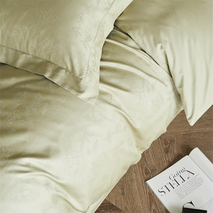 91家纺网 家纺一手货源 找家纺 梦享生活家居 2024新款100支贡缎提花四件套 赛琳-普罗绿