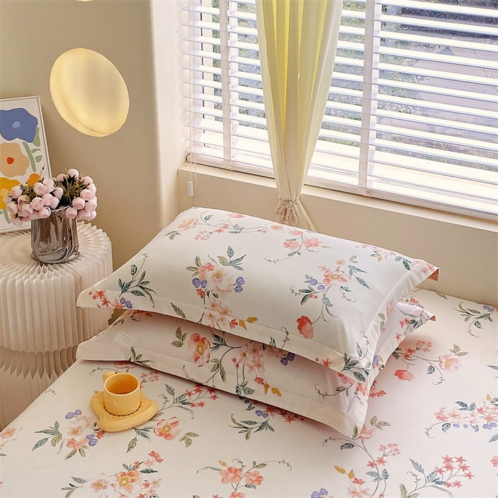 91家纺网 家纺一手货源 找家纺 宝齐莱家纺 2024新款13372全棉印花系列单品枕套 梦里花