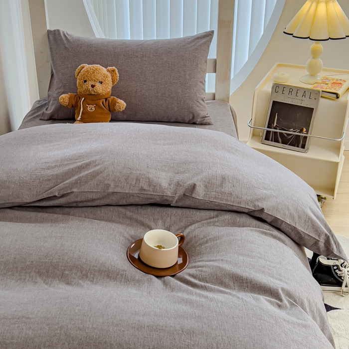 91家纺网 家纺一手货源 找家纺 久典家居 2024新款A类全棉学生款三件套 浅灰