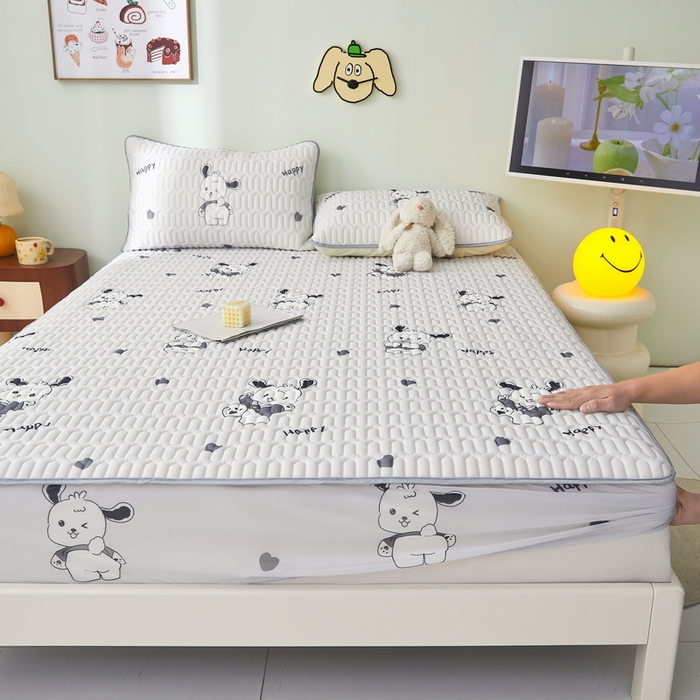 91家纺网 家纺一手货源 找家纺 LIFE.丽芙 2024年新品0.4乳胶凉席加厚床笠款三件套图片一 爱心狗