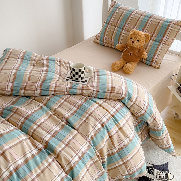 91家纺网 家纺一手货源 找家纺 久典家居 2024新款A类全棉学生款三件套 昭华咖