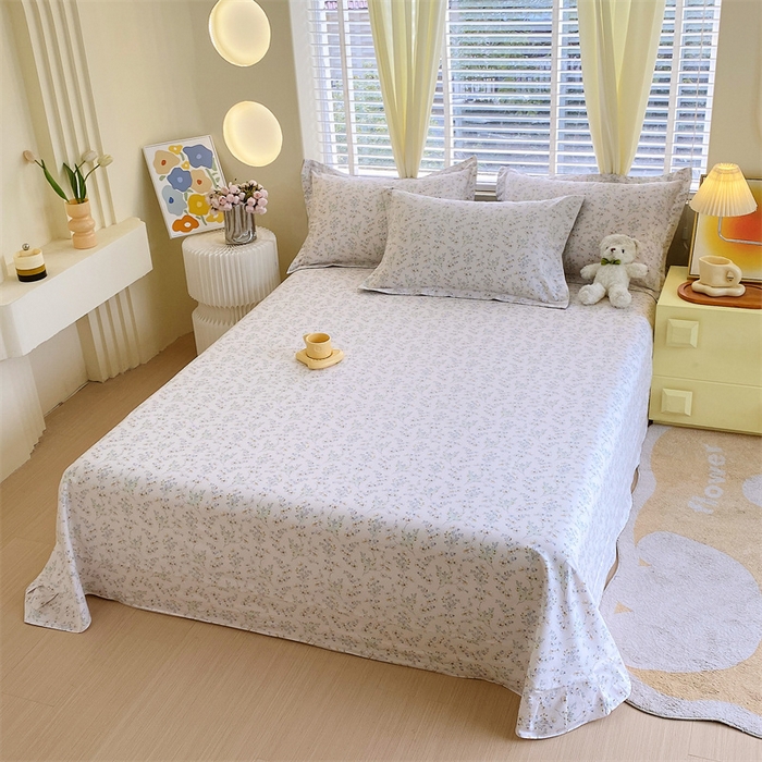 91家纺网 家纺一手货源 找家纺 宝齐莱家纺 2024新款13372全棉印花四件套单品系列-床单 淡雅