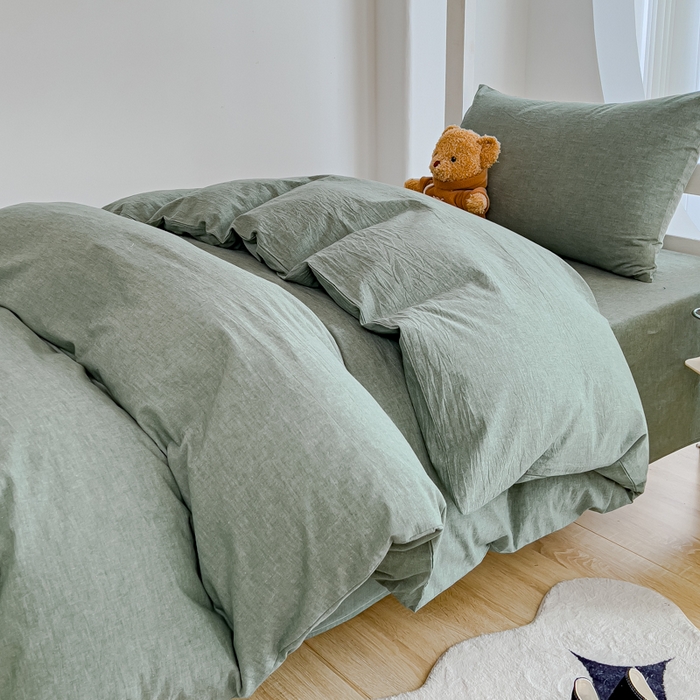 91家纺网 家纺一手货源 找家纺 久典家居 2024新款A类全棉学生款三件套 深绿