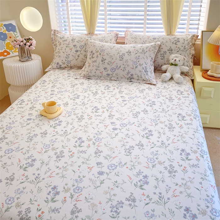 91家纺网 家纺一手货源 找家纺 宝齐莱家纺 2024新款13372全棉印花四件套单品系列-床单 爱在花开