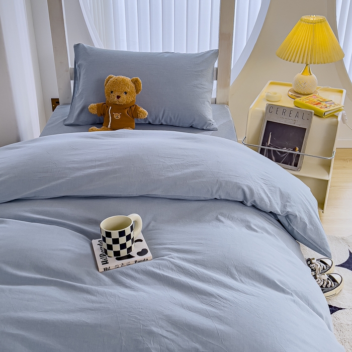 91家纺网 家纺一手货源 找家纺 久典家居 2024新款A类全棉学生款三件套 浅水蓝