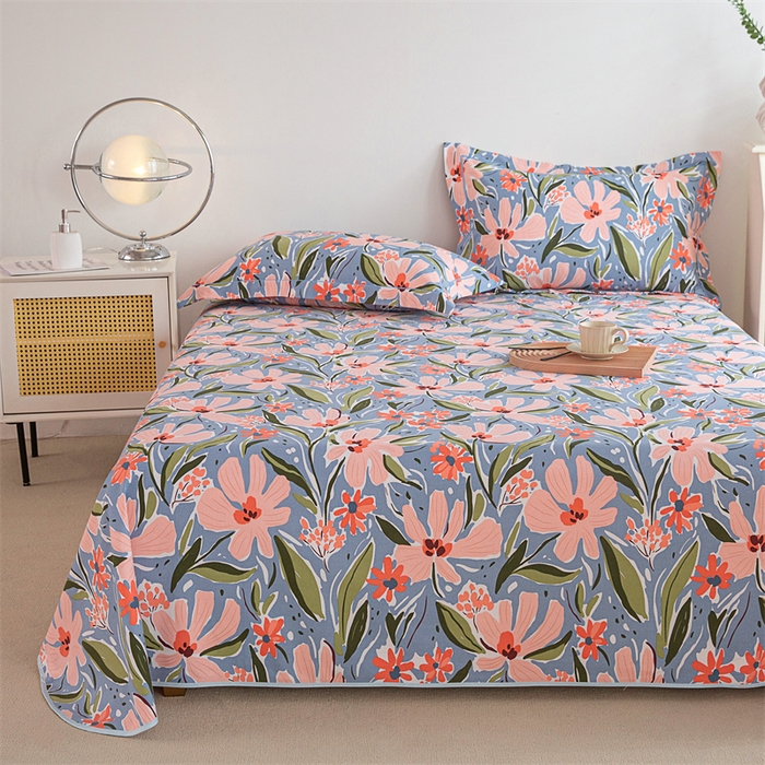 91家纺网 家纺一手货源 找家纺 金泰莱 2025新款原棉全棉老粗布凉席三件套全棉床单纯棉床单软凉席 唯美