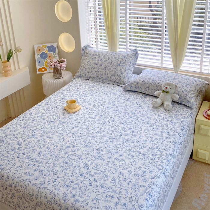 91家纺网 家纺一手货源 找家纺 宝齐莱家纺 2024新款13372全棉印花系列单品床笠 花倾城